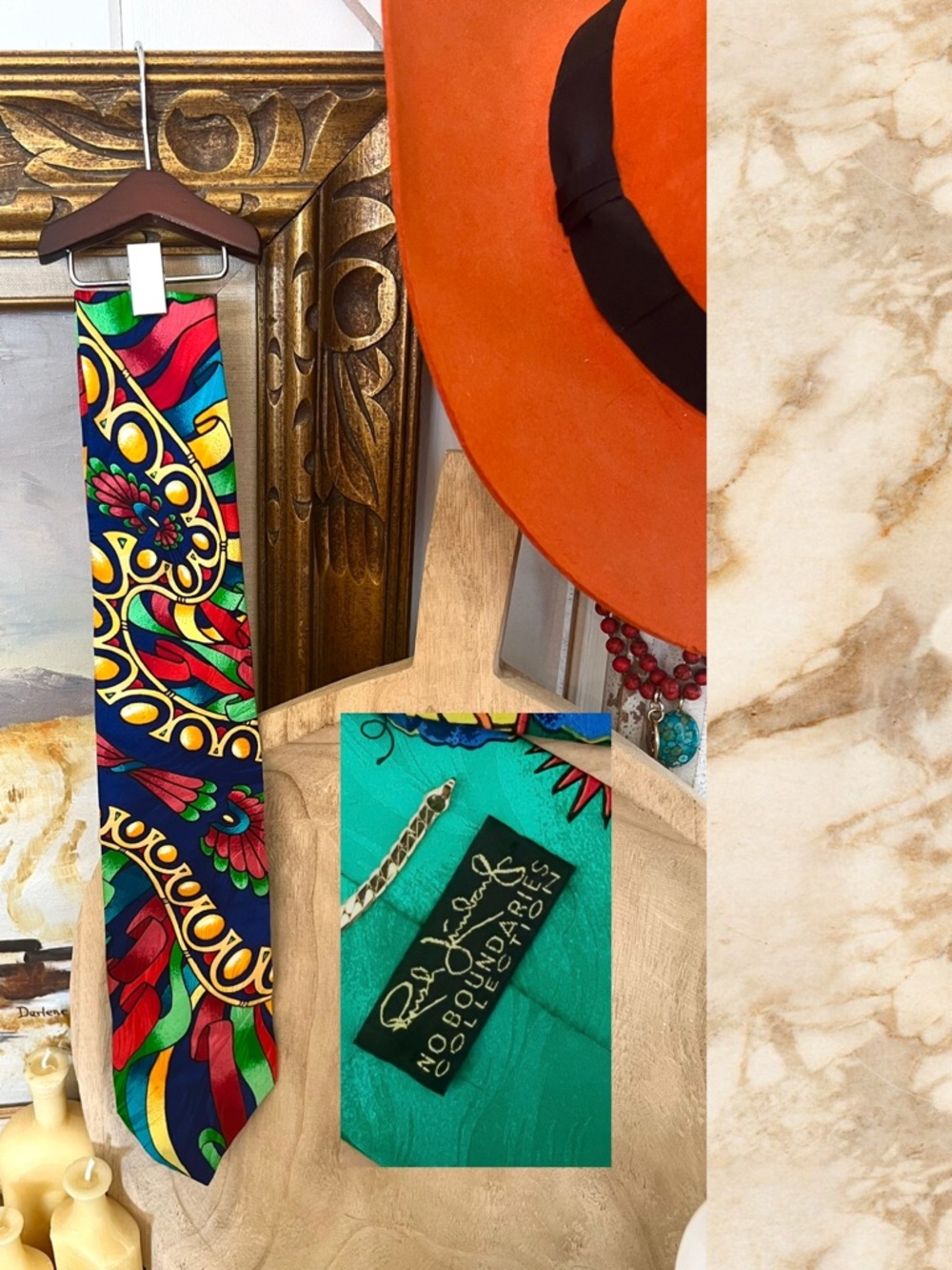 Vintage 1990’s Rush Limbaugh No Boundaries Silk Tie Wild Ribbon Vibrant Floral